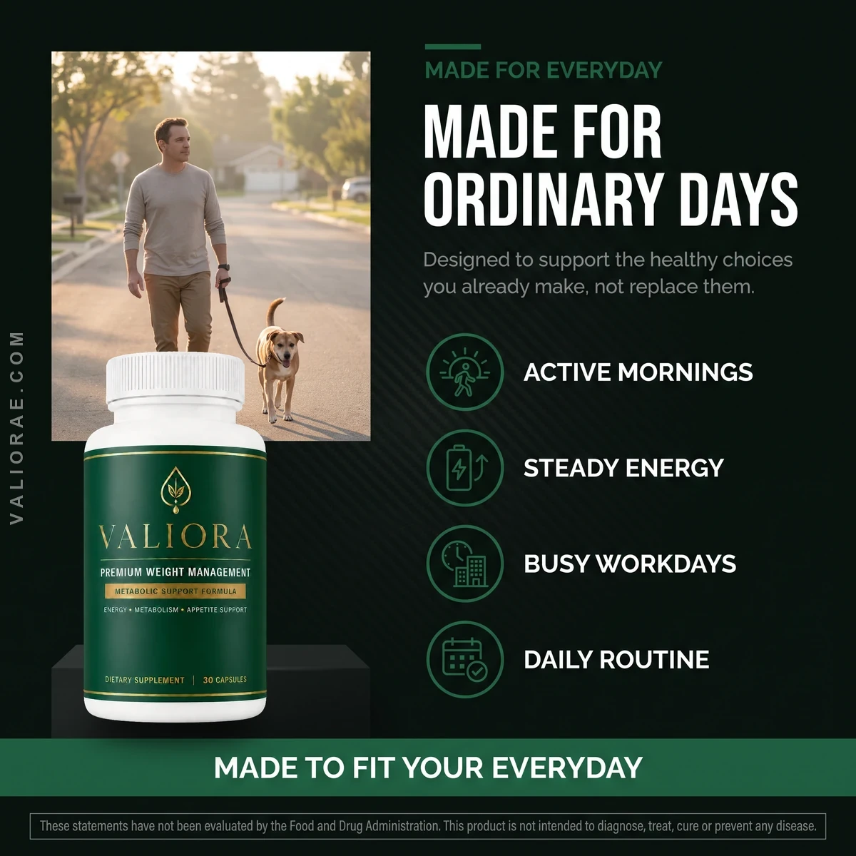 Valiora made for ordinary days: active mornings, steady energy, busy workdays and daily routine