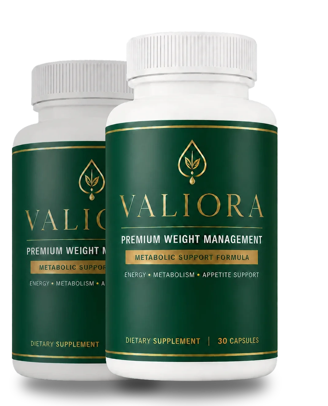 Valiora premium weight management shown as a two-bottle pack